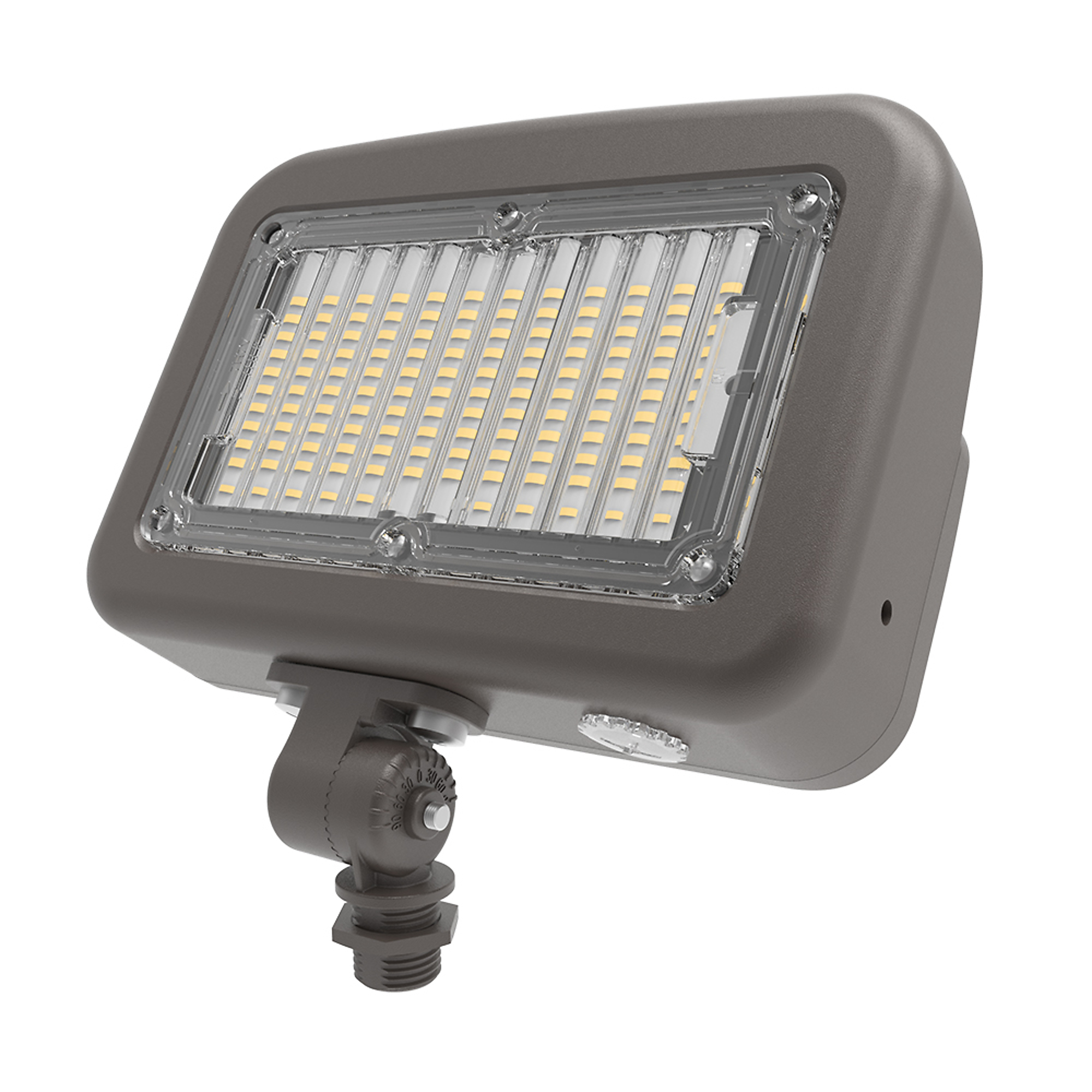 HALO:Outdoor Integrated LED Large Floodlight, Bronze Finish, Selectable CCT 3000/4000/5000K, 8800 Max Lumens, Dusk to Dawn